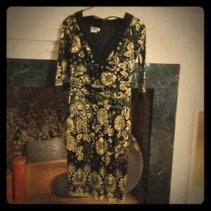 Kay Unger olive and black dress